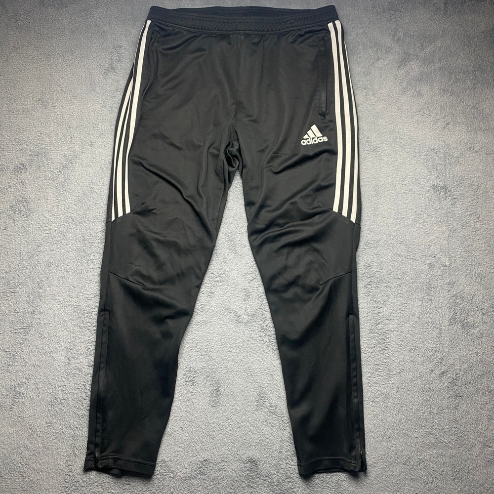 Adidas Pants Mens XL Climacool Sport Training Black 3-Stripe Zipper Legs Joggers